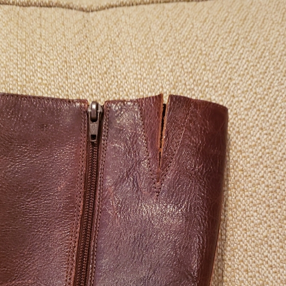 Brown Leather Heeled Boots with Buckle Detail - Picture 9 of 12